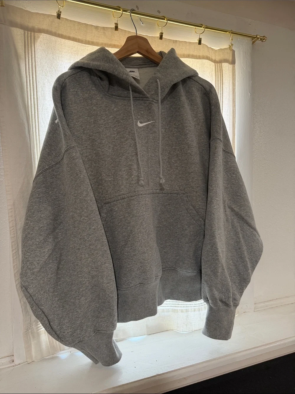 Nike Gray Crewneck Hoodie with White Swoosh